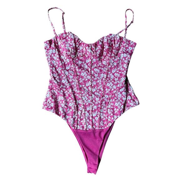 ZARA Pink Floral Bodysuit Sz Medium - Picture 2 of 5